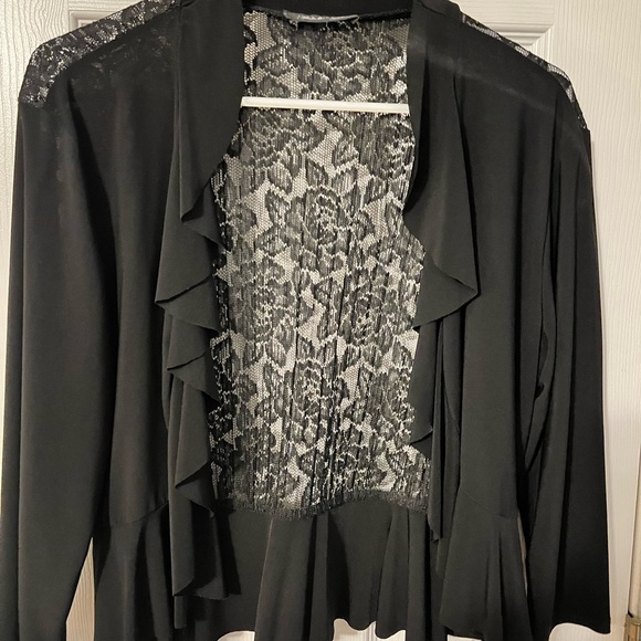Michelle Lynn Size M Lace Back Open Front Ruffle Cardigan - Picture 8 of 10